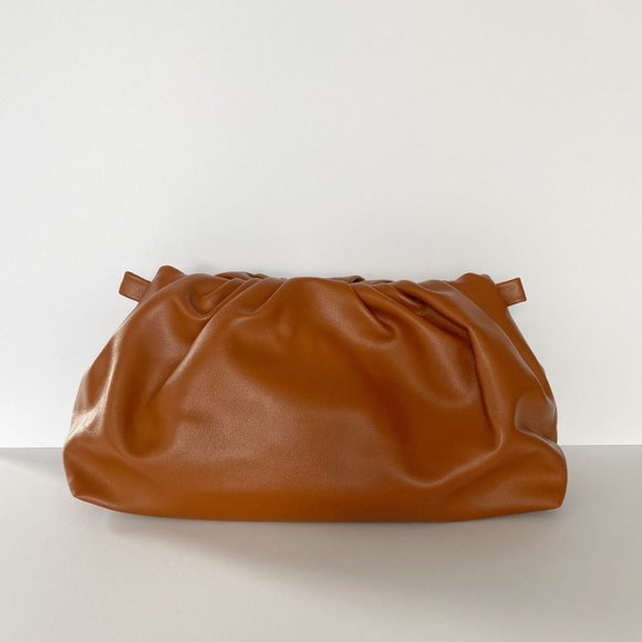 Cloud Clutch - Cognac Ruched Pouch Bag - Picture 3 of 7